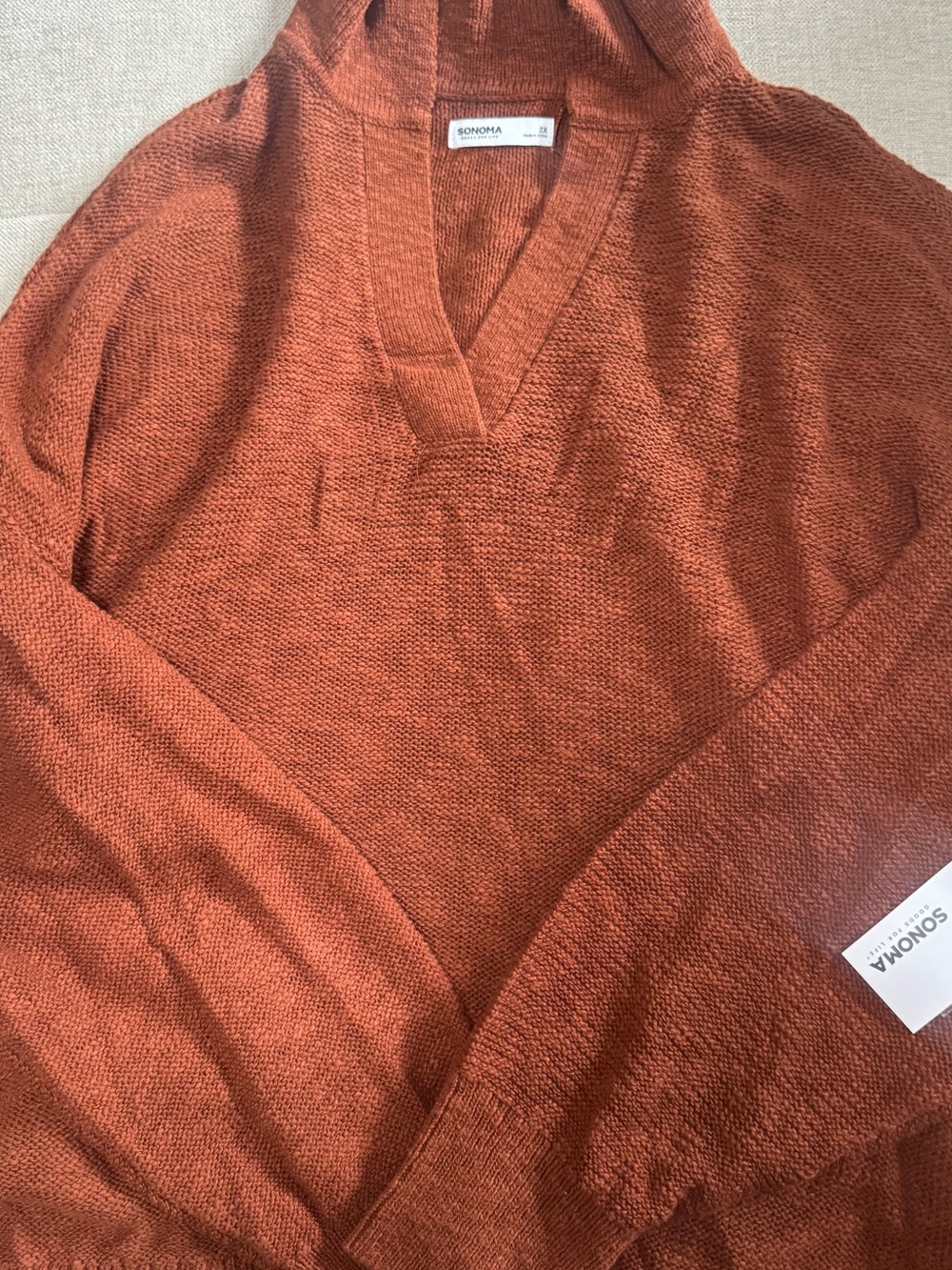 Sonoma Women’s Burnt Orange V-Neck Knit Sweater